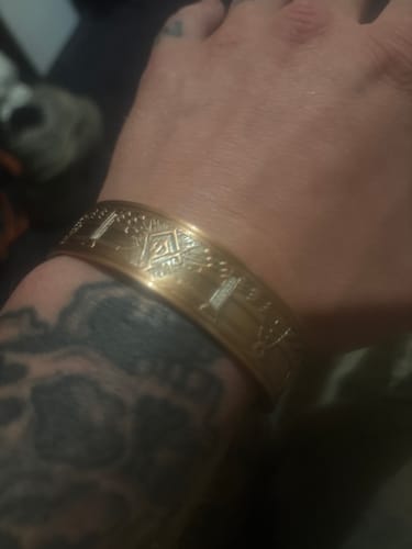 Customer photo review of MasonicMan Engraved Square and Compass Pure Copper Bracelet
