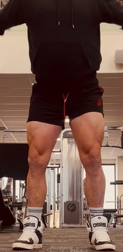 Customer photo review of Quads of the Gods | Black/Red Leg Day Shorts | Stay Shredded