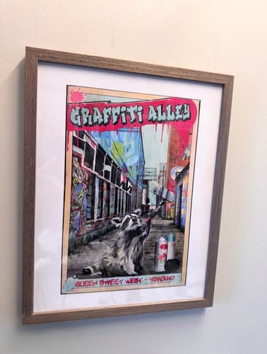 Customer photo review of Graffiti Alley Toronto Poster Print with Racoon by Rob Croxford