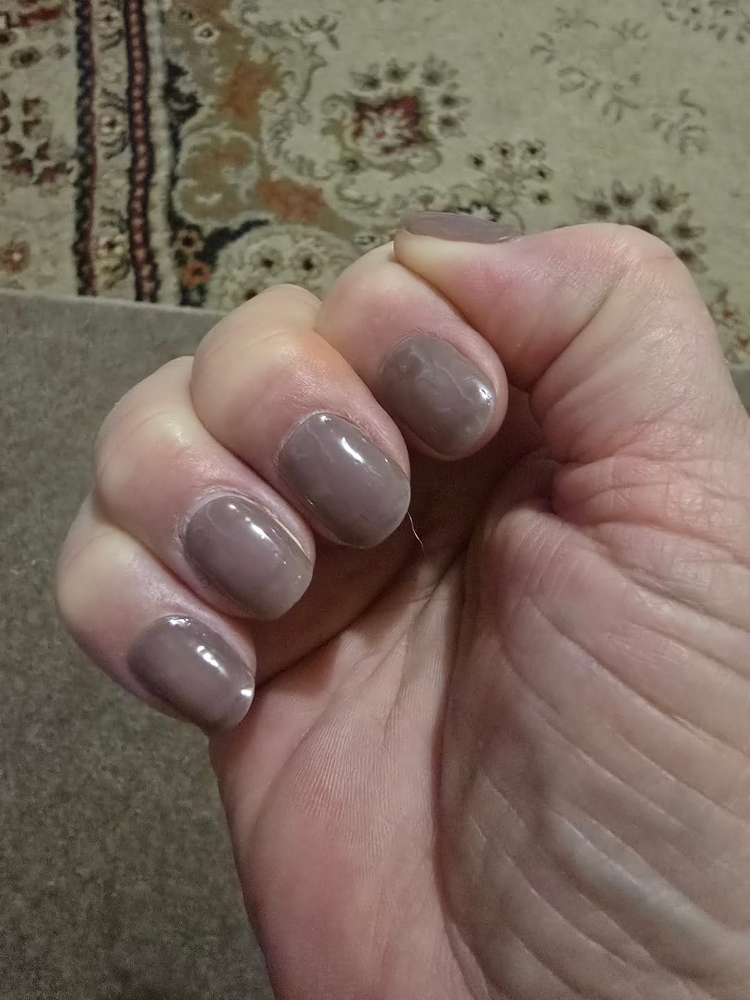 Customer photo review of Latte Semi Cured Gel Nail Sticker Kit