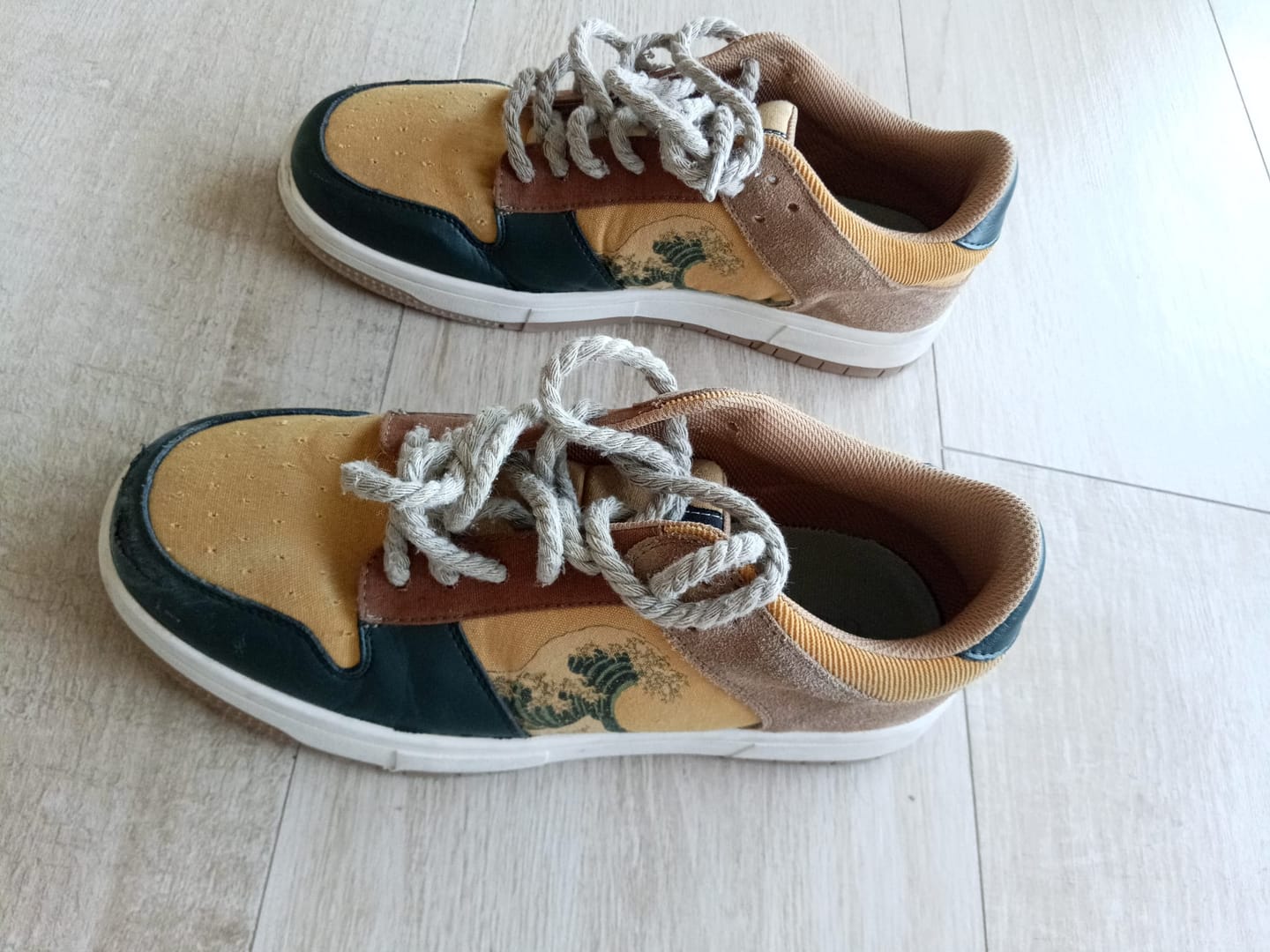 Customer photo review of The great wave off Kanagawa inspired sneakers