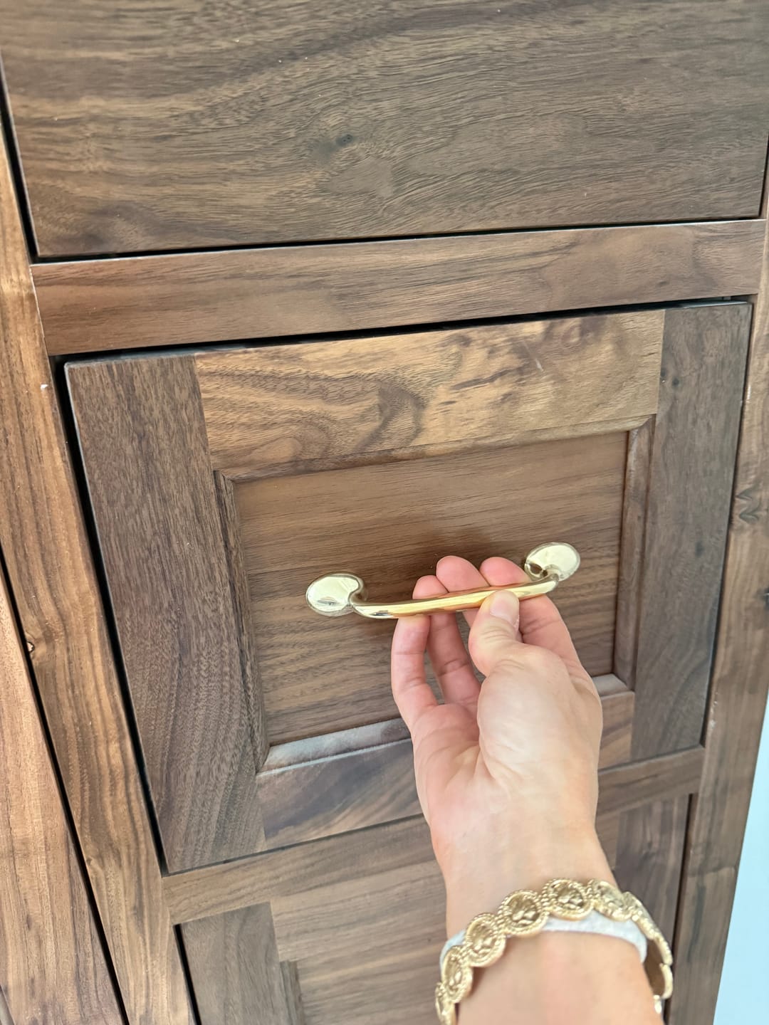 Customer photo review of Serene Cabinet Pulls - Unlacquered Brass Polished