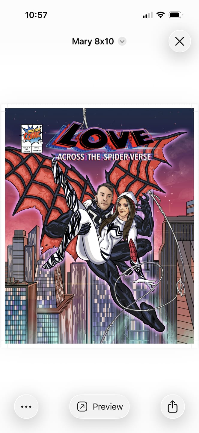 Customer photo review of Turn someone you love into a comic character on their very own custom comic book cover