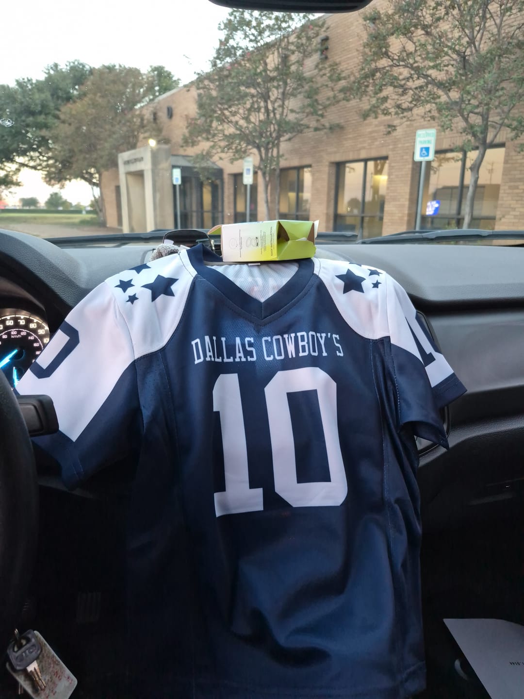 Customer photo review of Custom Navy White Personalized Shoulder Star Pattern Flag Football Jersey
