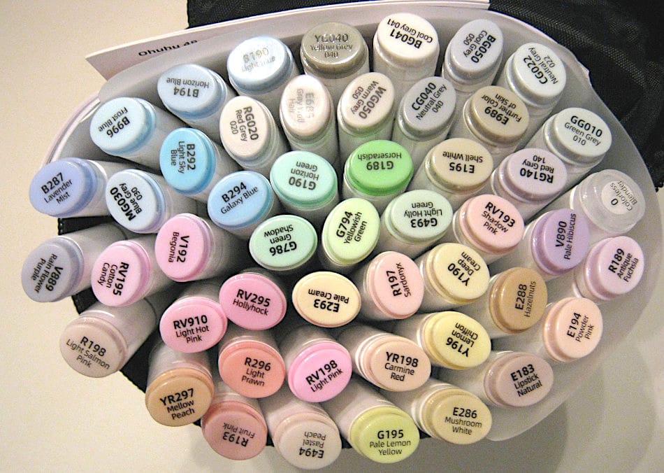 Customer photo review of Ohuhu Oahu 48 Pastel Colors Dual Tips Alcohol Art Markers, Fine & Chisel
