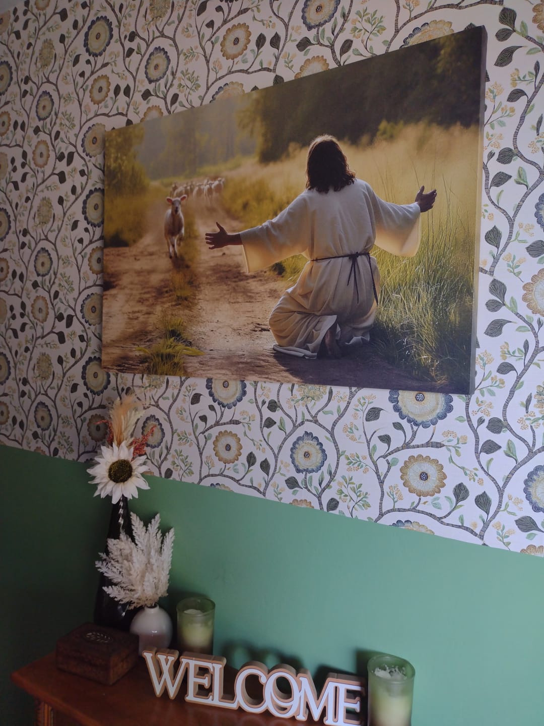 Customer photo review of Lamb Runs to Jesus Wall Art Canvas