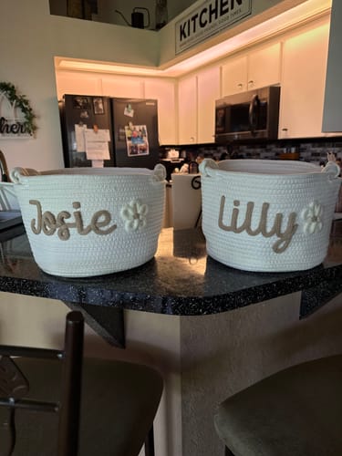 Customer photo review of Baby Knits™  Multicolor Personalized Knitted Basket