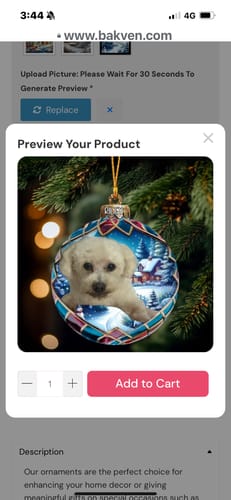 Customer photo review of Custom Photo Pets Make Our Lives Whole - Dog & Cat Personalized Ornament