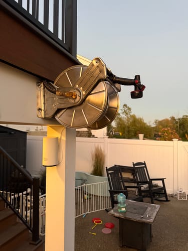 Customer photo review of Wall Mounted Hose Reel-Stainless Steel-Heavy Duty