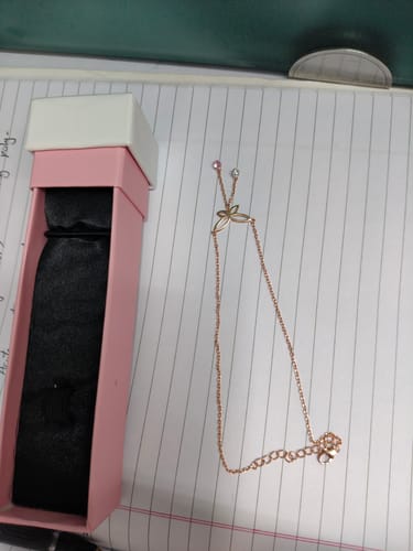 Customer photo review of Rose Gold Butterfly Dance Anklet