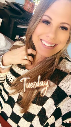 Customer photo review of Black & White Stripes & Checkered Crocheted Long Sleeve Top