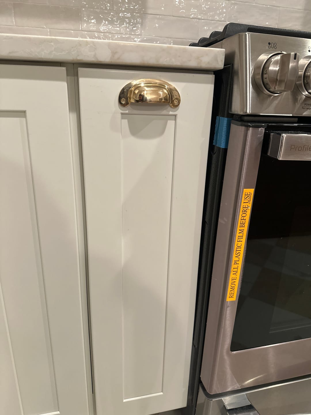 Customer photo review of Victorian Bin Pulls - Unlacquered Polished Brass
