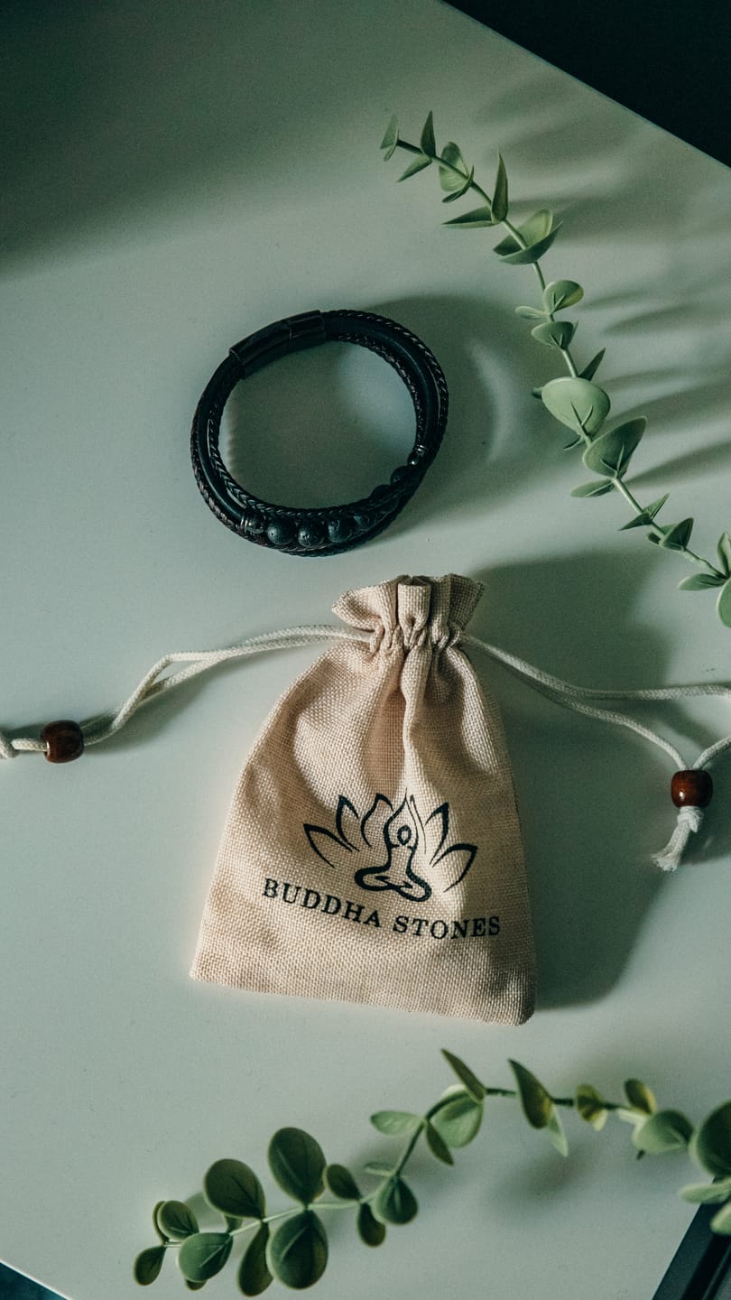 Customer photo review of Buddha Stones Tiger Eye Lava Rock Black Onyx Lazurite Hematite Bead Positive Leather Bracelet