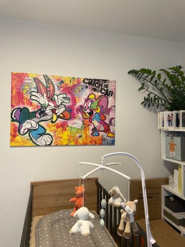 Customer photo review of Leinwandbild Comic Hase und Maus Querformat