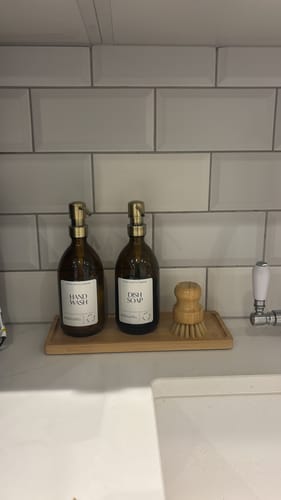 Customer photo review of Set of 2 Amber Glass Bottles 500 ML Long tray & Dish Brush