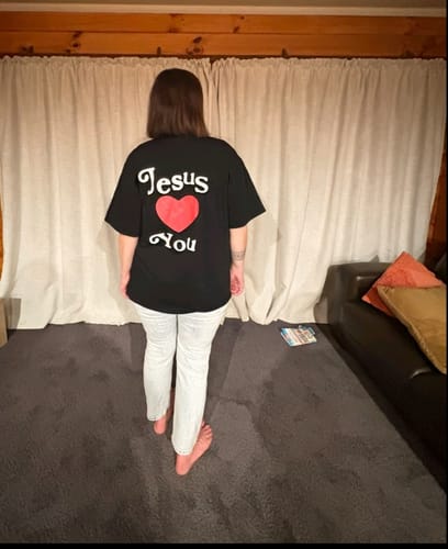 Customer photo review of JESUS LOVES YOU TEE - BLACK