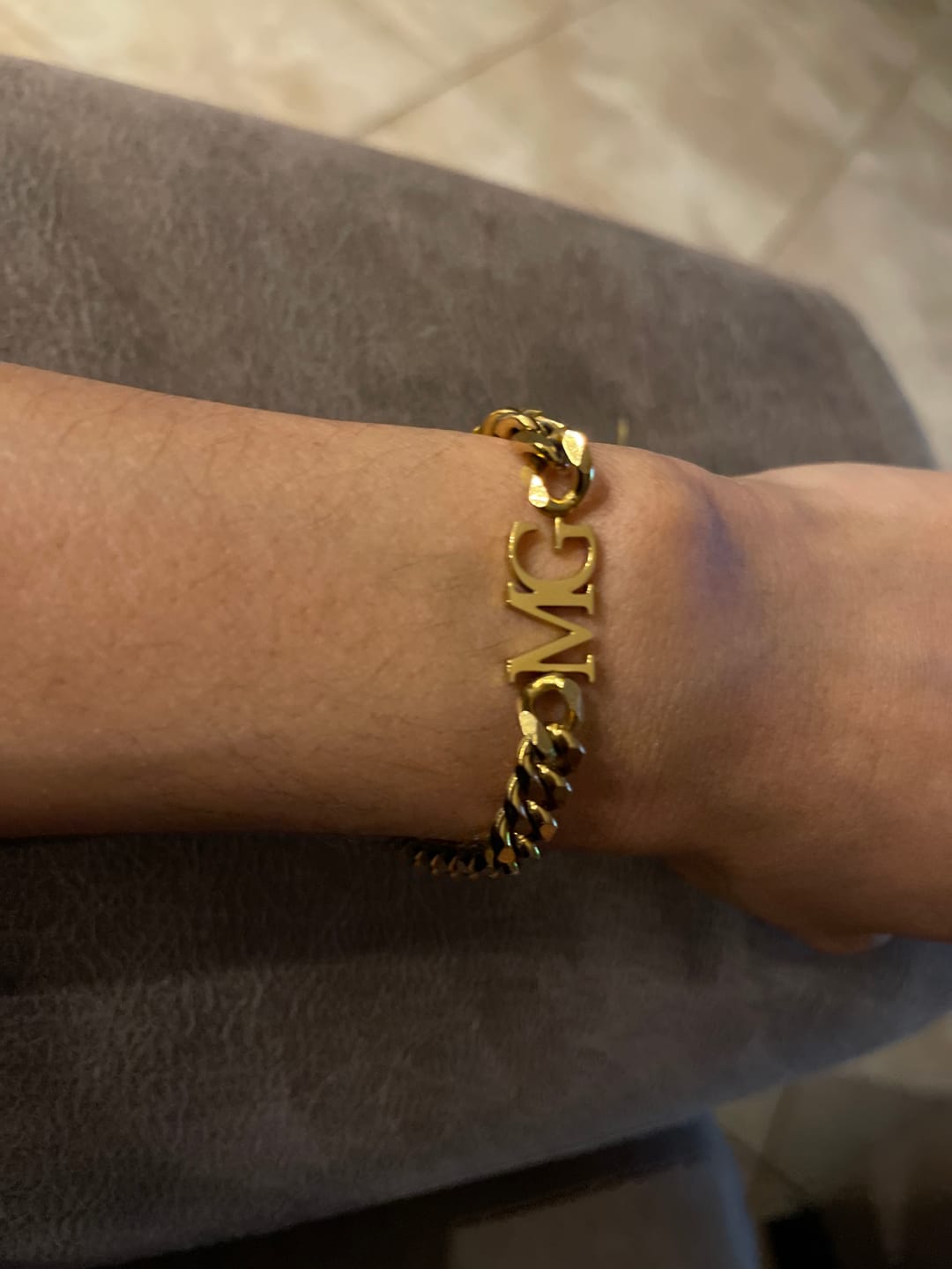 Customer photo review of Initials Bracelet w/ XL Cuban Chain