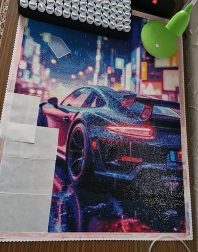 Customer photo review of 5D Diamond Painting – Neon Night Drive