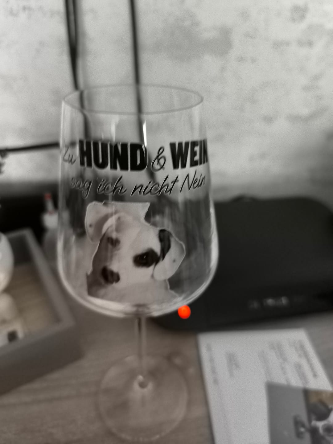 Customer photo review of Zu Hund und Wein sag ich nicht nein - Individuelles Weinglas