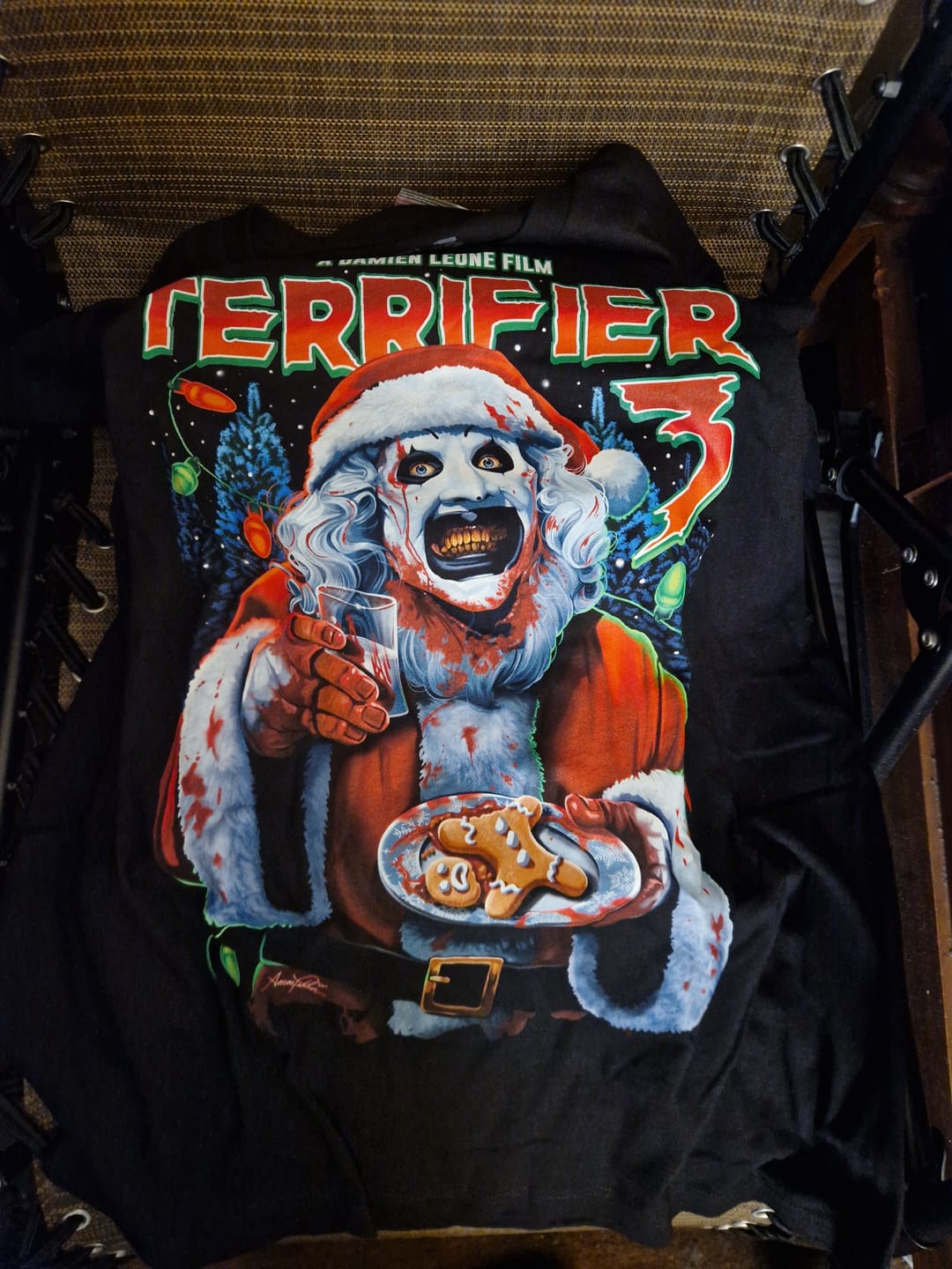 Customer photo review of Terrifier 3 Milk And Carnage T-Shirt