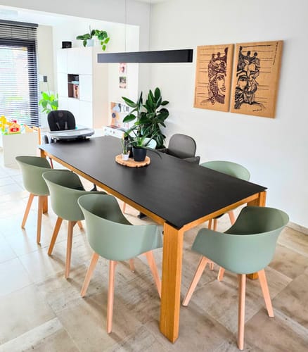 Customer photo review of ALBORG - Lot de 4 chaises scandinaves en bois et polypropylène vert menthe