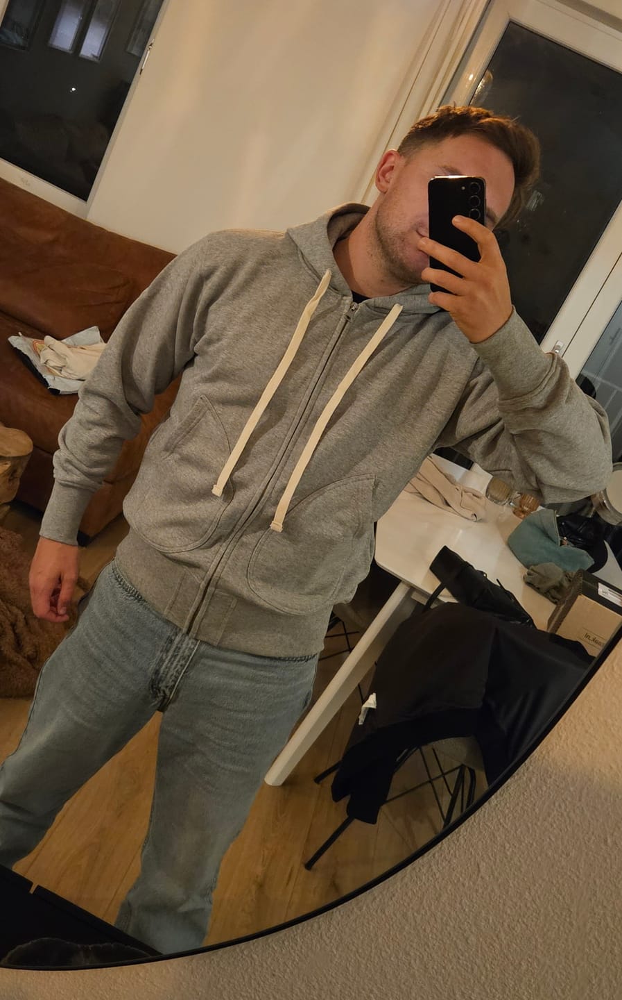 Customer photo review of 17.5 oz Terry Cloth Full-Zip Hoodie - Black