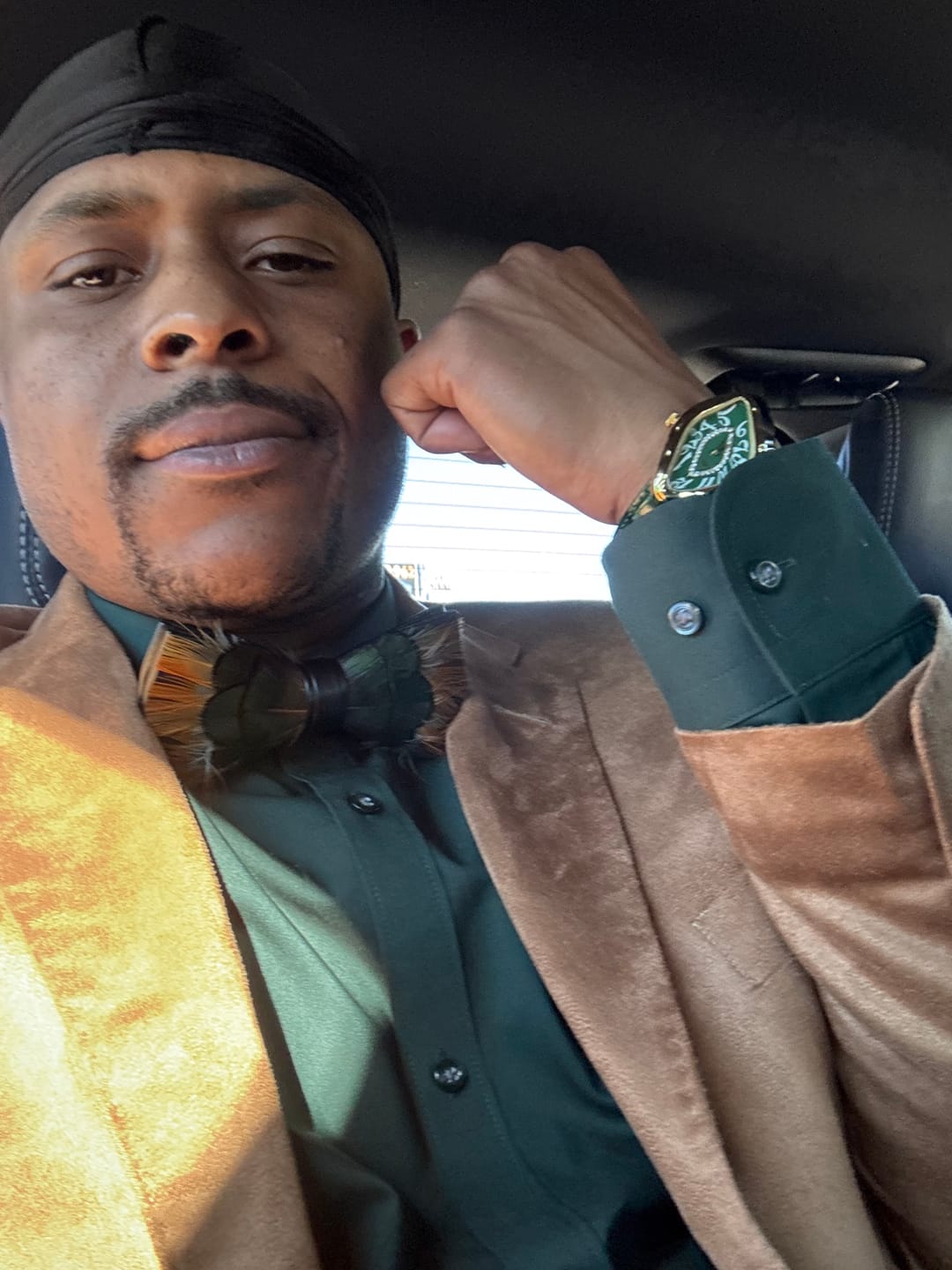 Customer photo review of The Weston - Feather Bow Tie