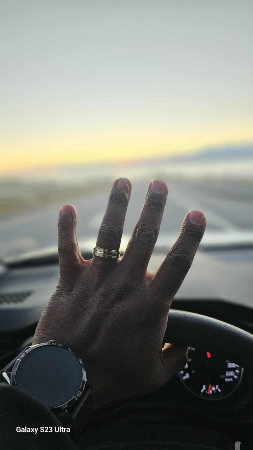 Customer photo review of 7mm Steel & Gold Band