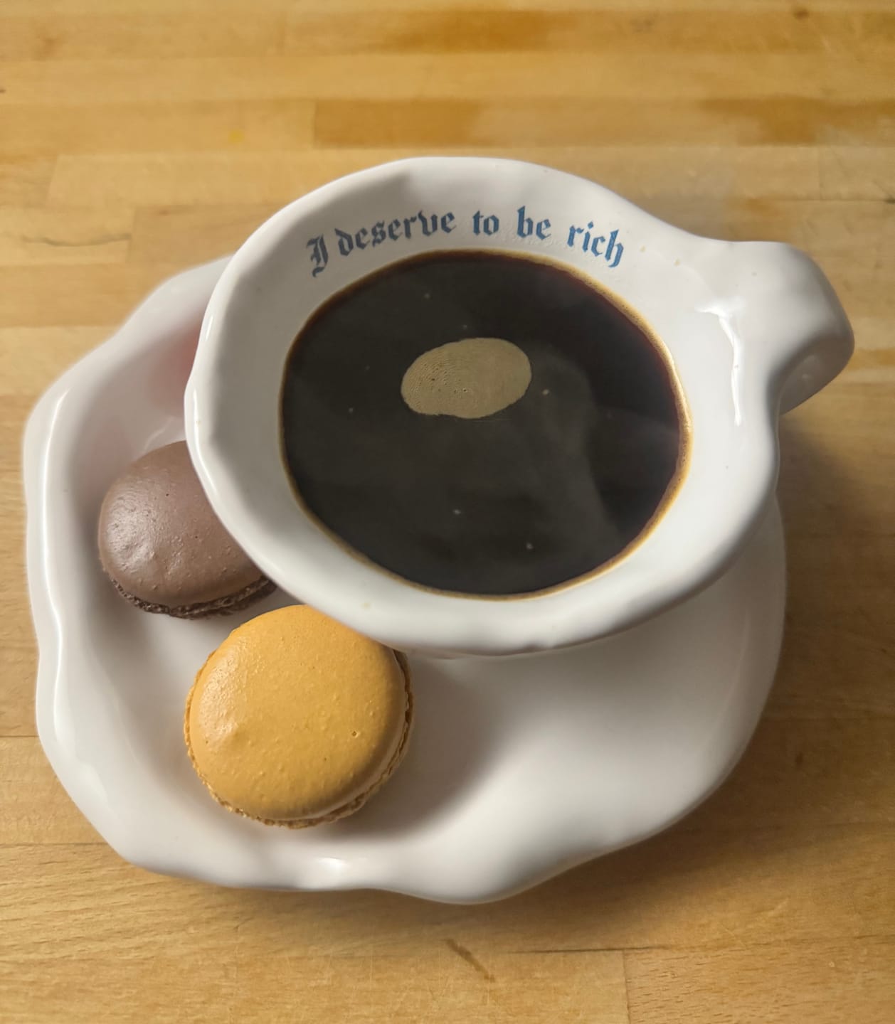 Customer photo review of "I deserve to be rich" Sassy Cappuccino Cup