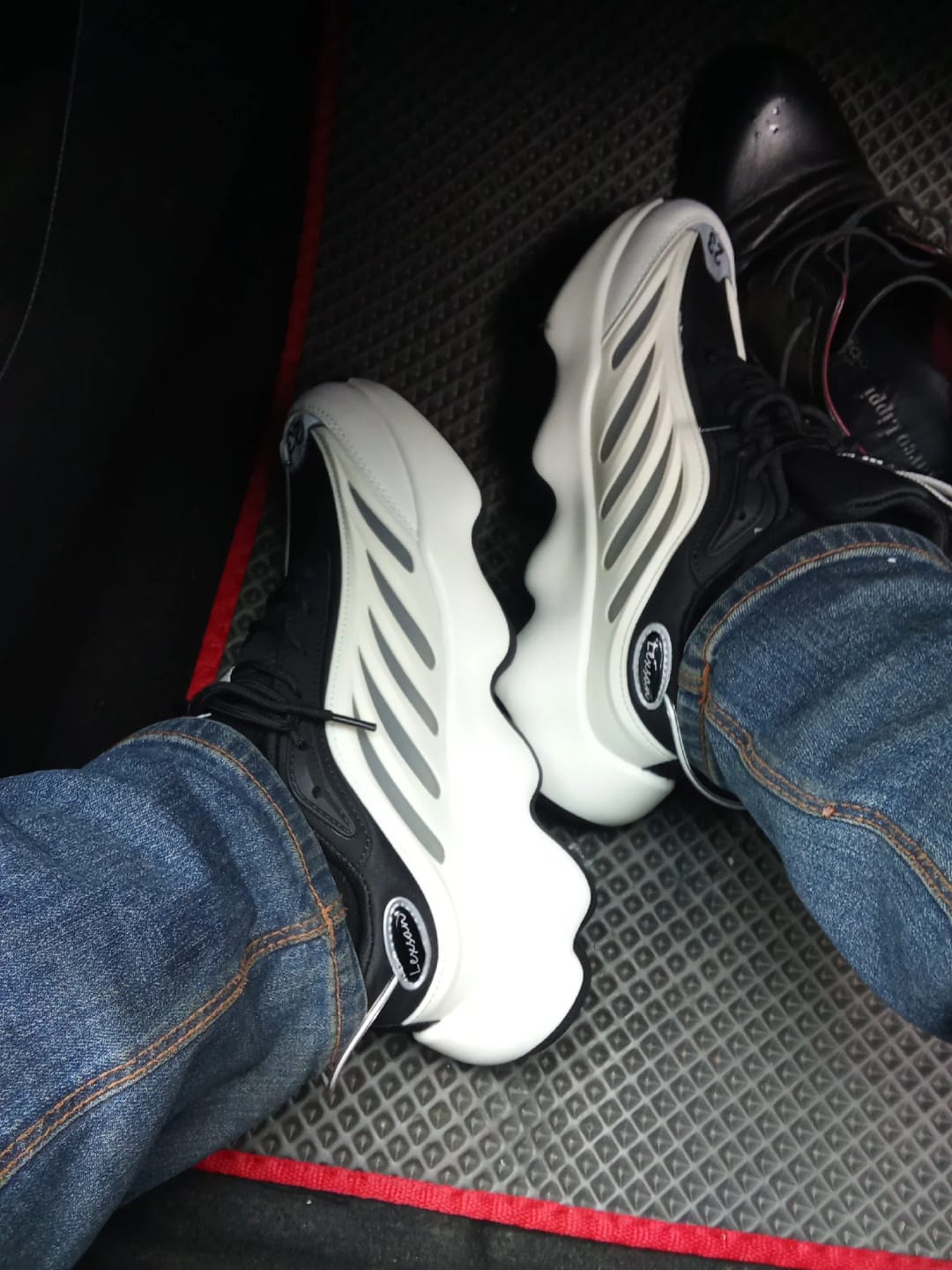 Customer photo review of Air Mesh Sneakers With Sculpted Cream Sole — Black | KIMLUD