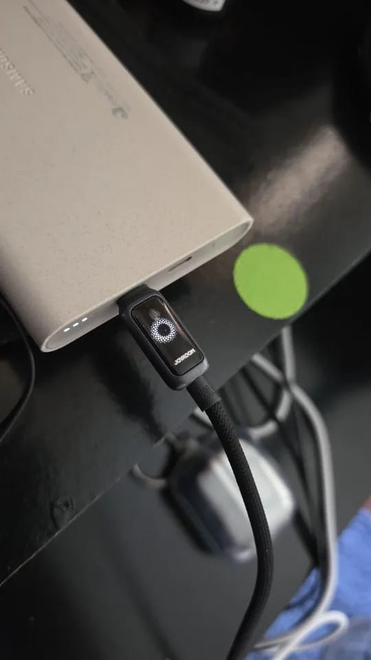 Customer photo review of Braided USB-C Cable Auto Power Off 100W Fast Charge — Black | KIMLUD