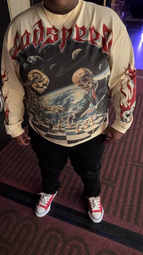 Customer photo review of Godspeed Checkmate L/S Tee Bone