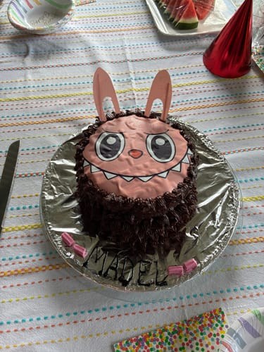 Customer photo review of Labubu Monster Face – Edible Icing Image