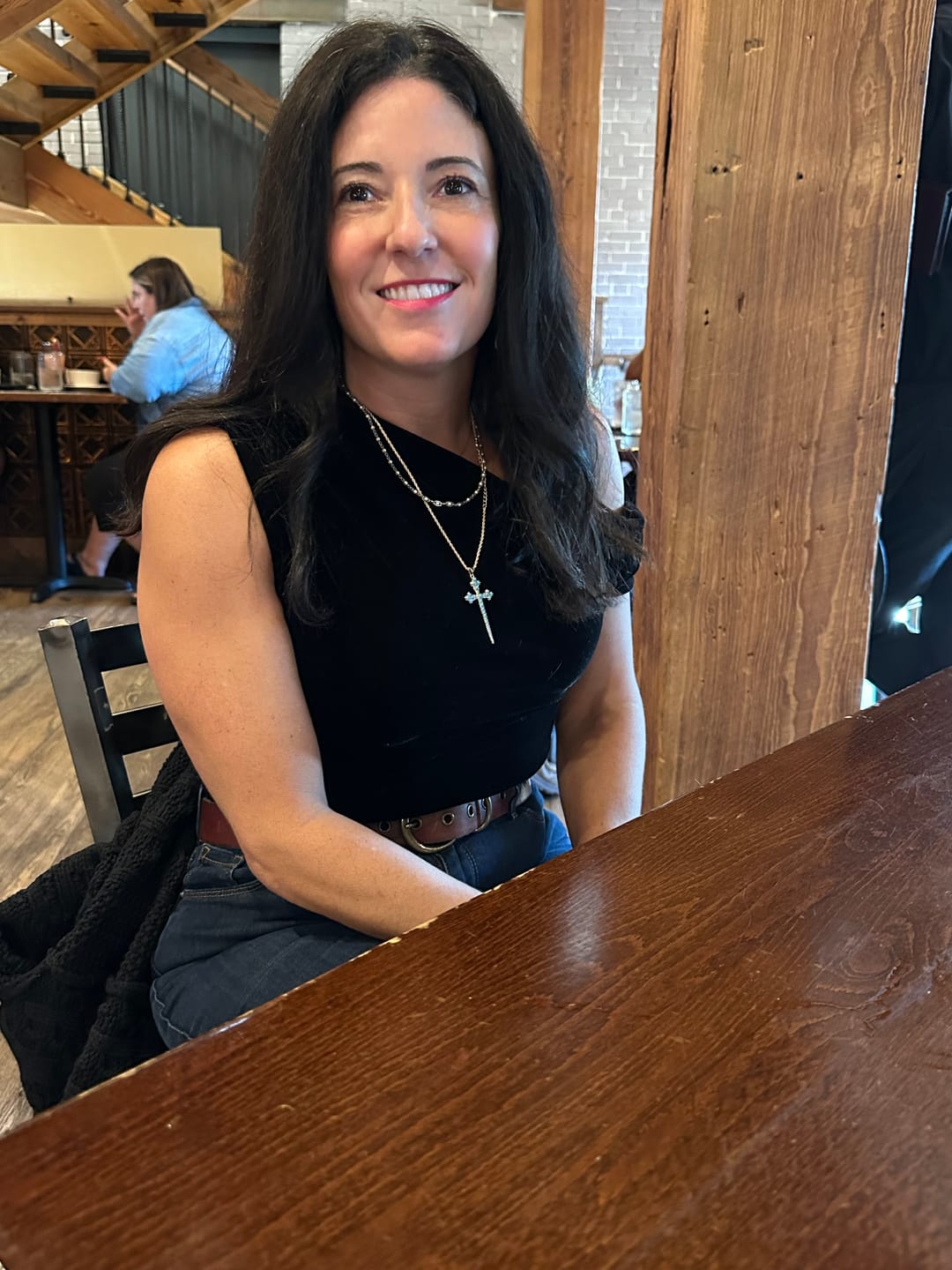 Customer photo review of Athena Cross Necklace