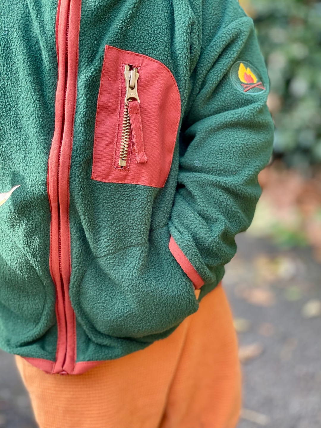 Customer photo review of Olive Zip Up Recycled Polar Fleece Jacket