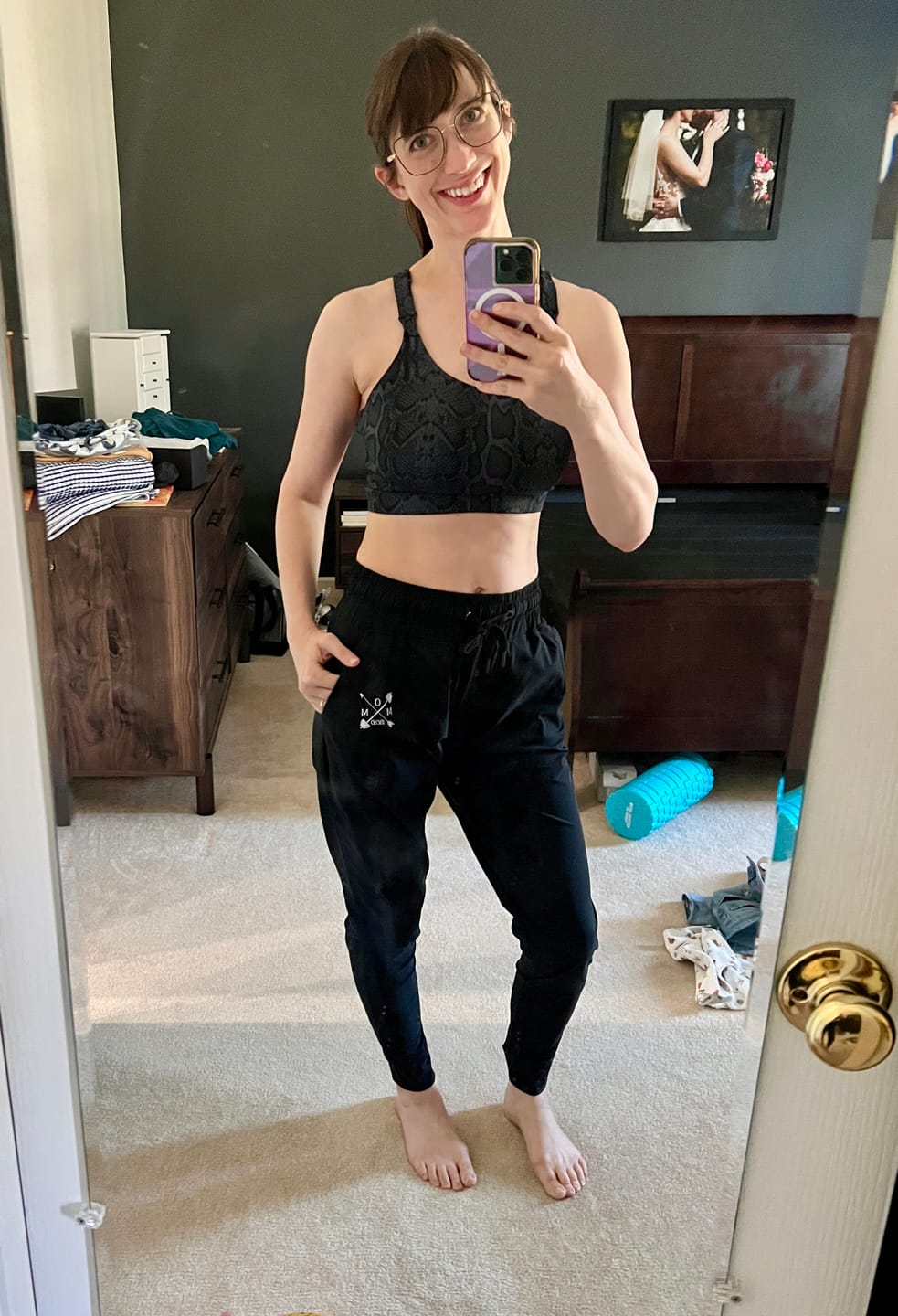 Customer photo review of Ultra Comfort Active Nursing Bra - FIXED Pads (Steel Python Mombra)