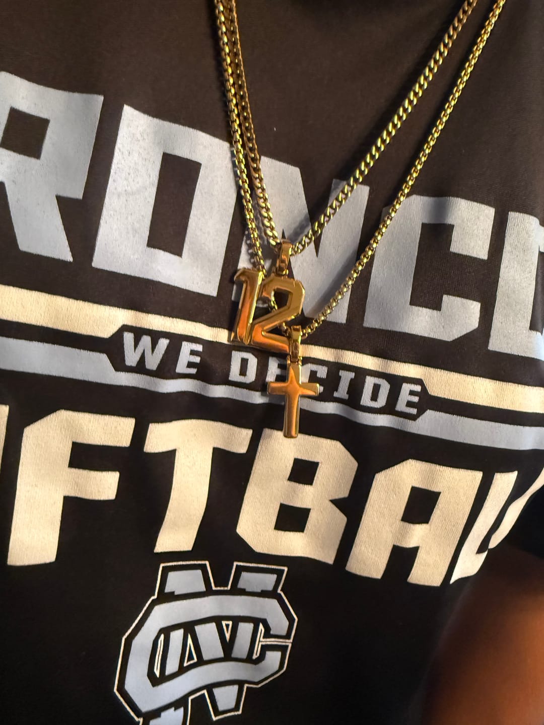 Customer photo review of Signature Jersey Number Pendant 18K Plated Gold