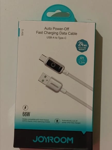 Customer photo review of Braided USB-C Cable Auto Power Off 100W Fast Charge — Black | KIMLUD