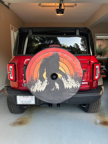 Customer photo review of Vintage Retro Sasquatch ( no vehicle silhouette ) Spare Tire Cover for Any Make, Model Vehicle