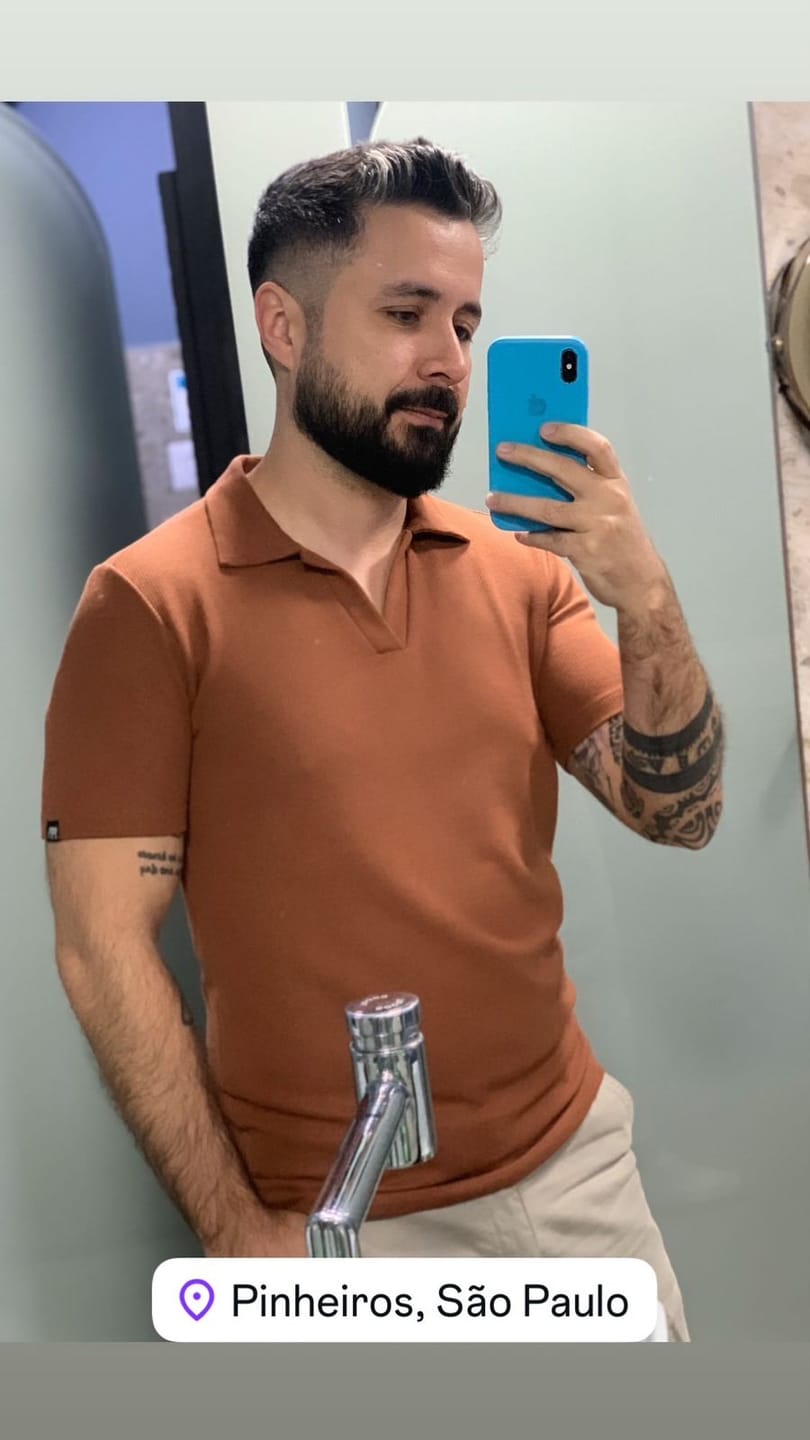 Customer photo review of Camisa Polo Italiana Tricot Terracota Escuro