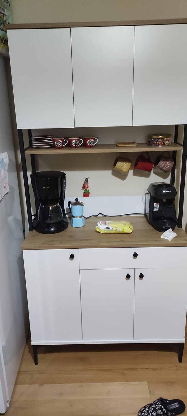 Customer photo review of Rani JE197 Çok Amaçlı Dolap 6 Kapaklı 1 Çekmeceli Kiler Mutfak Dolabı Sepet Ceviz - Beyaz