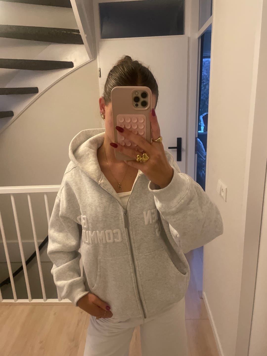 Customer photo review of GATED COMMUNITY ZIP HOODIE LIGHT GREY
