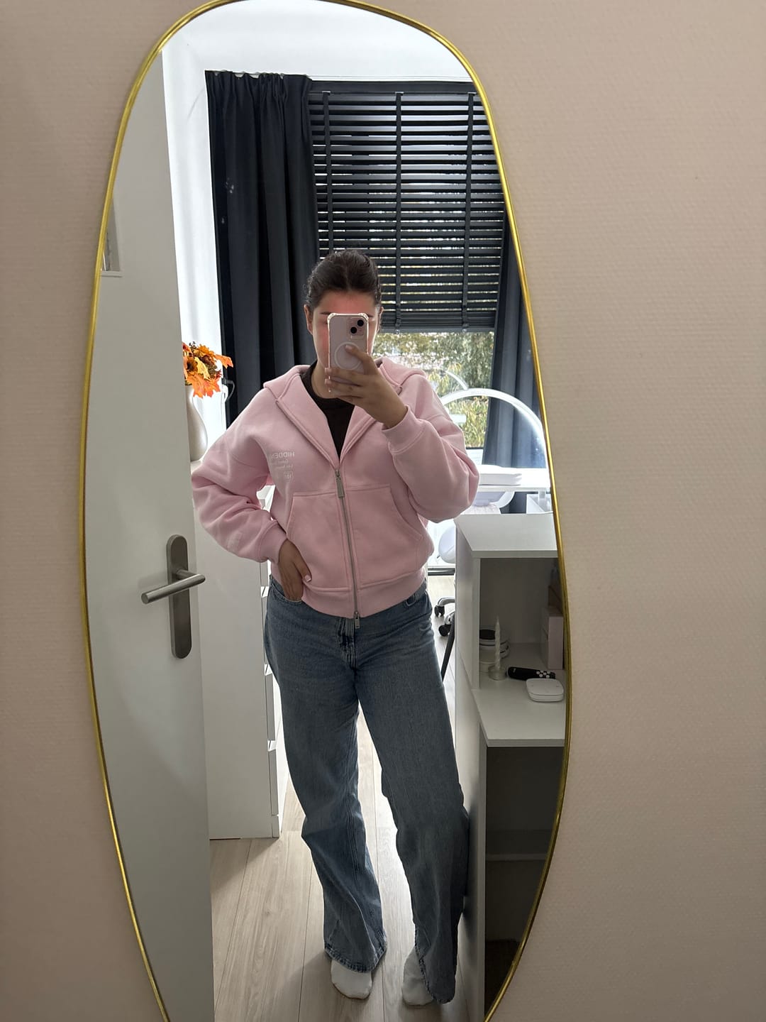 Customer photo review of LABEL ZIP HOODIE LIGHT PINK