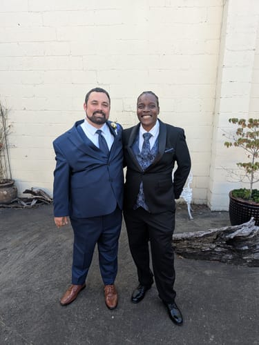 Customer photo review of Ties2you Vest for Men Navy Blue Paisley Vest Tie Hanky Cufflinks Set Waistcoat Suit Set