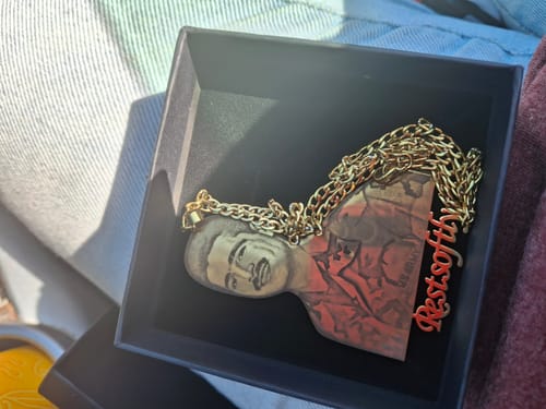 Customer photo review of Custom Photo Engraved Pendant Necklace