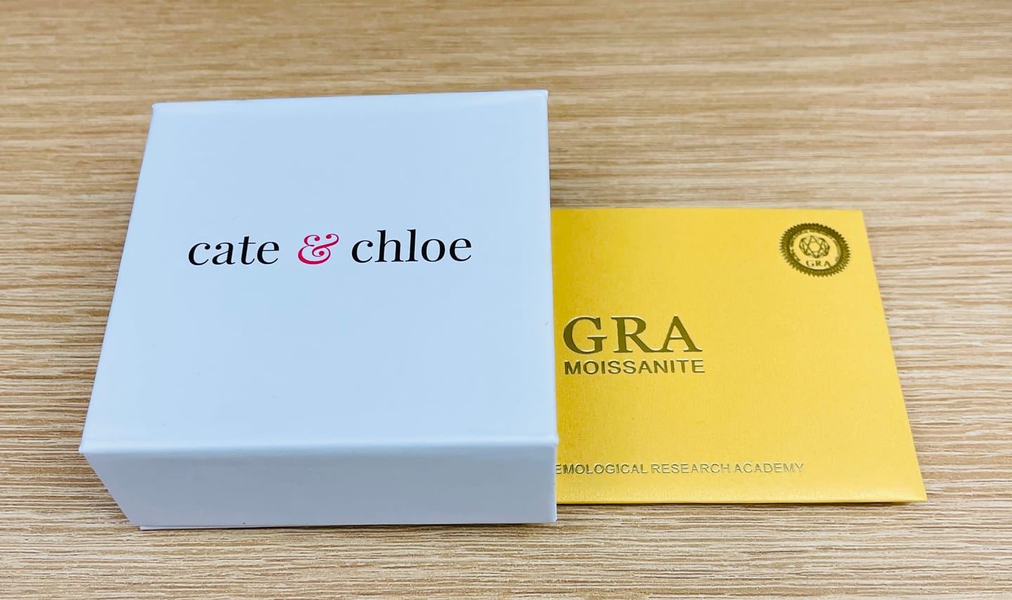 Customer photo review of Moissanite by Cate & Chloe Jemma 18k Gold Plated 925 Sterling Silver Stud Earrings 1.12tcw