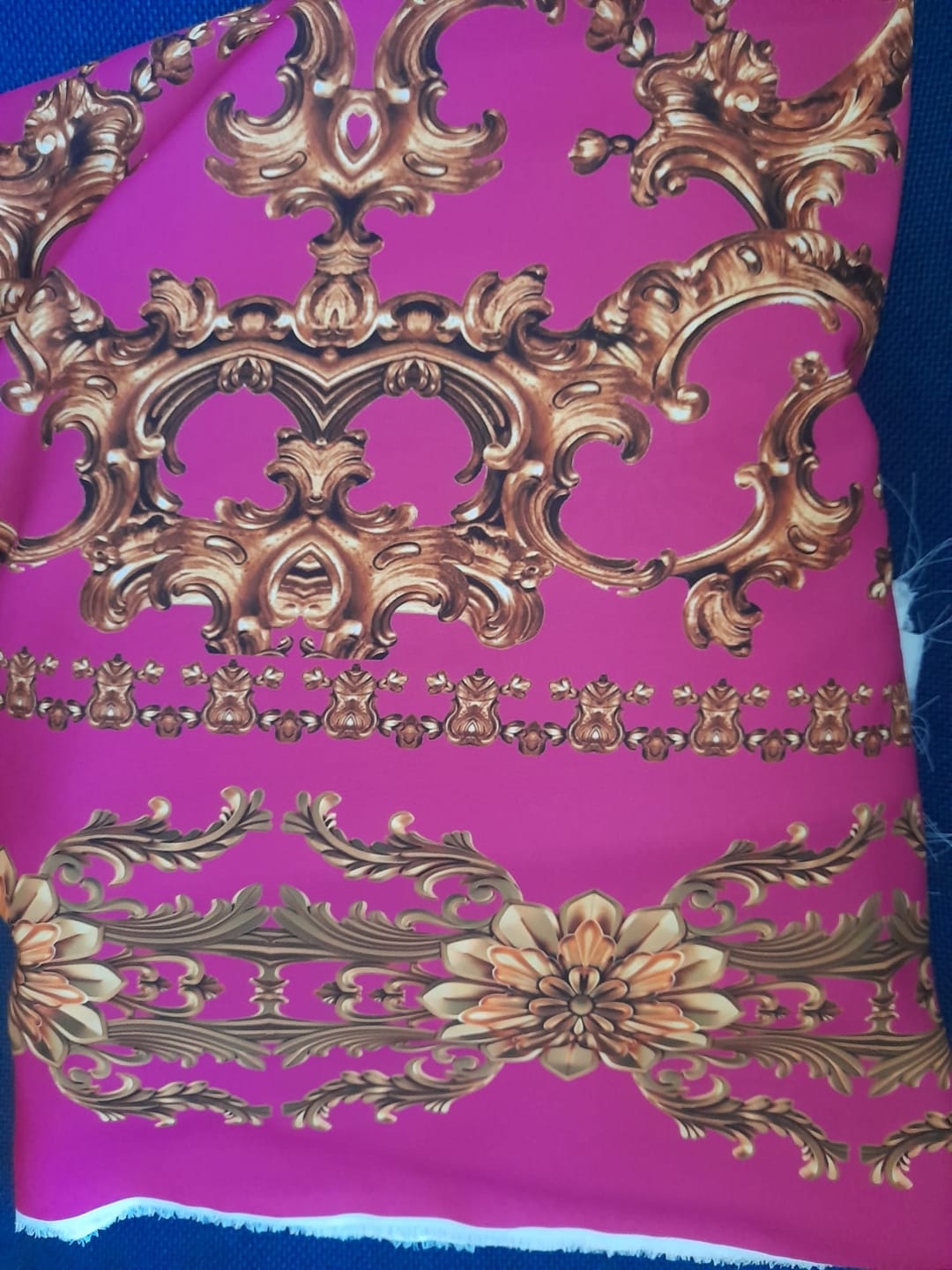 Customer photo review of Fuchsia Baroque Fabric by Metre