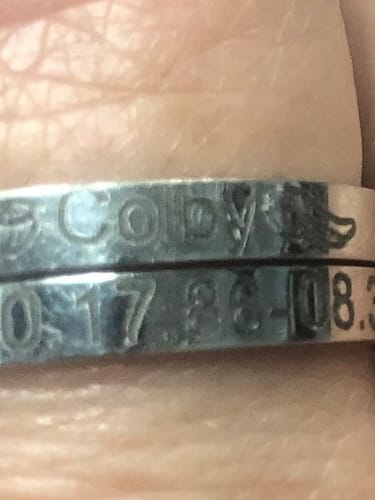 Customer photo review of Personalized Wings Memorial Rings Set of 2 Stacking Ring