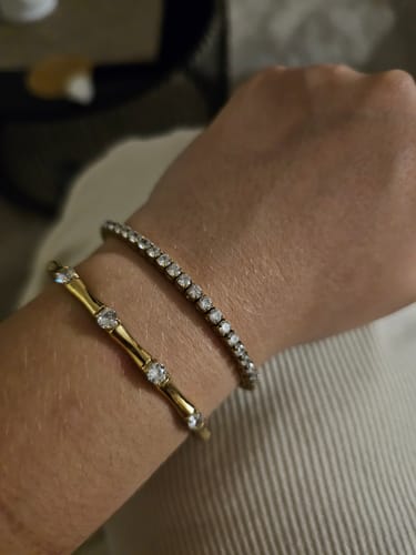 Customer photo review of Bamboo Bangle With Stones