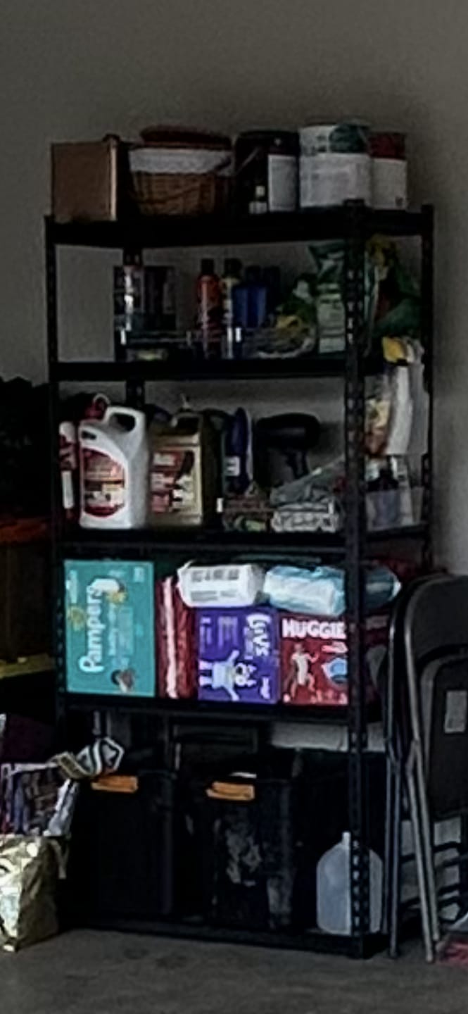 Customer photo review of Reibii 5-Tier Storage Shelving Units, 2020 lbs Adjustable Steel Garage Shelving Racks for Bedroom Kitchen Closet